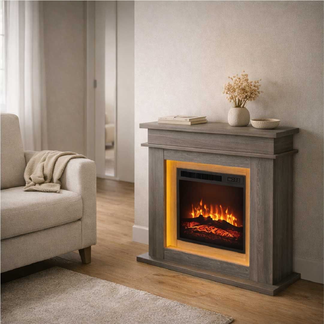 Wohnzimmer mit Kaminmöbel – gemütliches Design