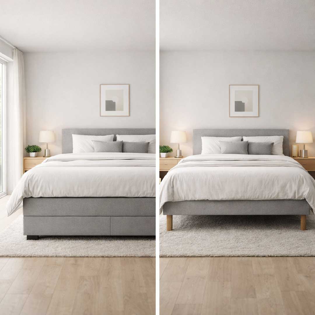 Boxspringbett vs Bettgestell Vergleich im Schlafzimmer – Unterschiede bei Komfort und Aufbau
