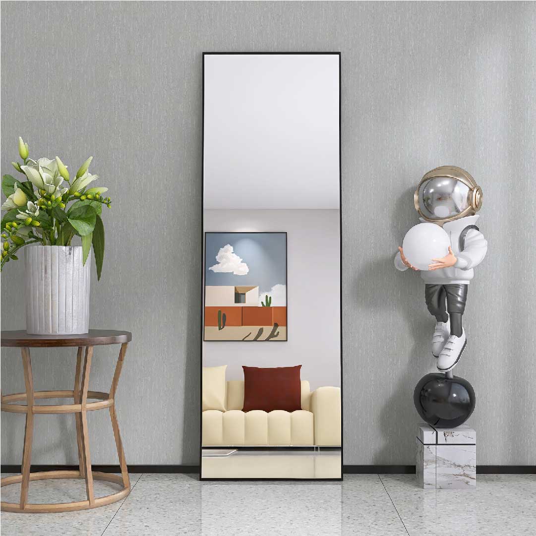 Yelenaro Wandspiegel & Standspiegel mit Schwarzem Metallrahmen – Modernes Design
