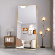 Yelenaro Standspiegel 180×80 cm mit Aluminiumrahmen, stabiler Ganzkörperspiegel als Stand- oder Wandlösung im Schlafzimmer