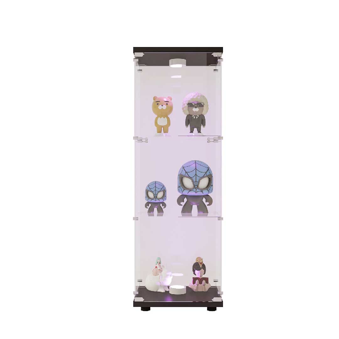 Yelenaro Glasvitrine 125 cm mit LED – Weiß & Schwarz, 3 Böden