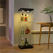 Yelenaro Glasvitrine 125 cm mit LED – Weiß & Schwarz, 3 Böden