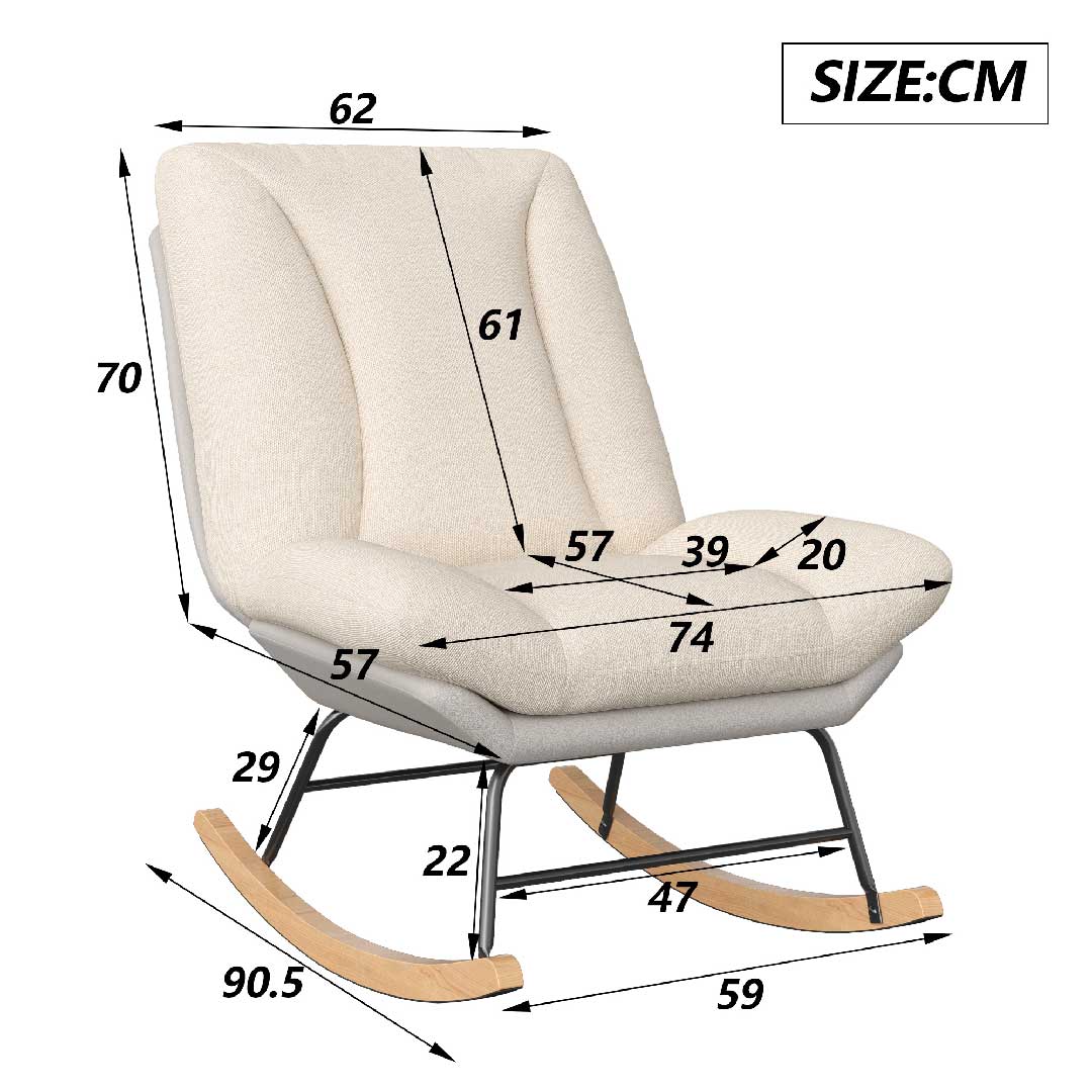 Yelenaro Schaukelstuhl – Verstellbarer Relaxsessel aus Leinen mit Holzfüßen, ergonomisch & modern für Wohnzimmer & Schlafzimmer