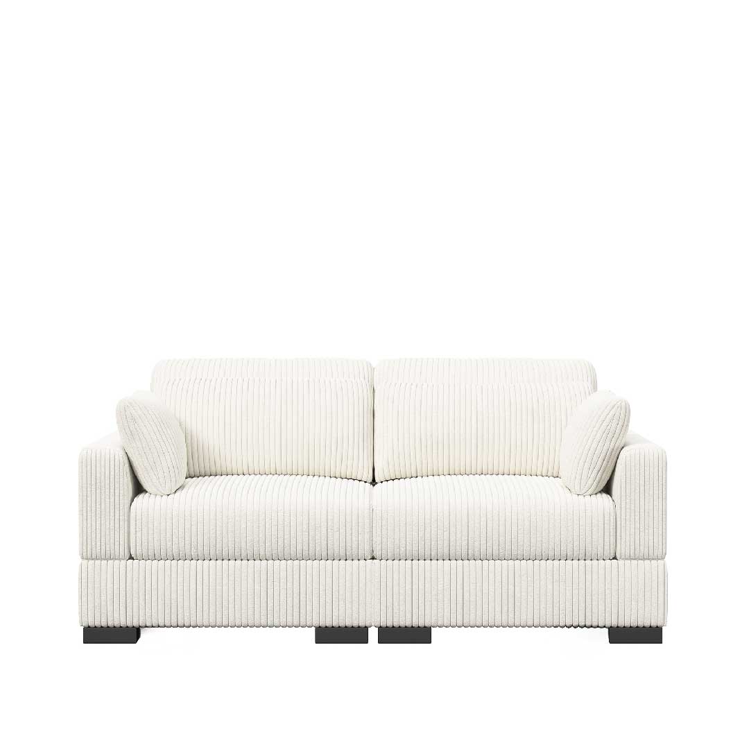Modulares Cord-Sofa in Cremeweiß, weicher Stoffbezug mit klarer Linienführung