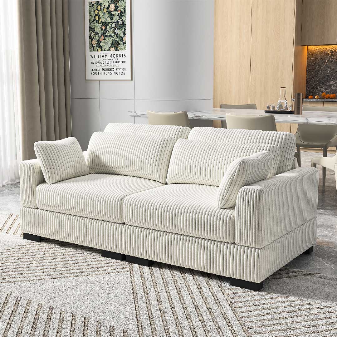 YELENARO Cord-Sofa im modernen Wohnzimmer, weich gepolstert und flexibel kombinierbar
