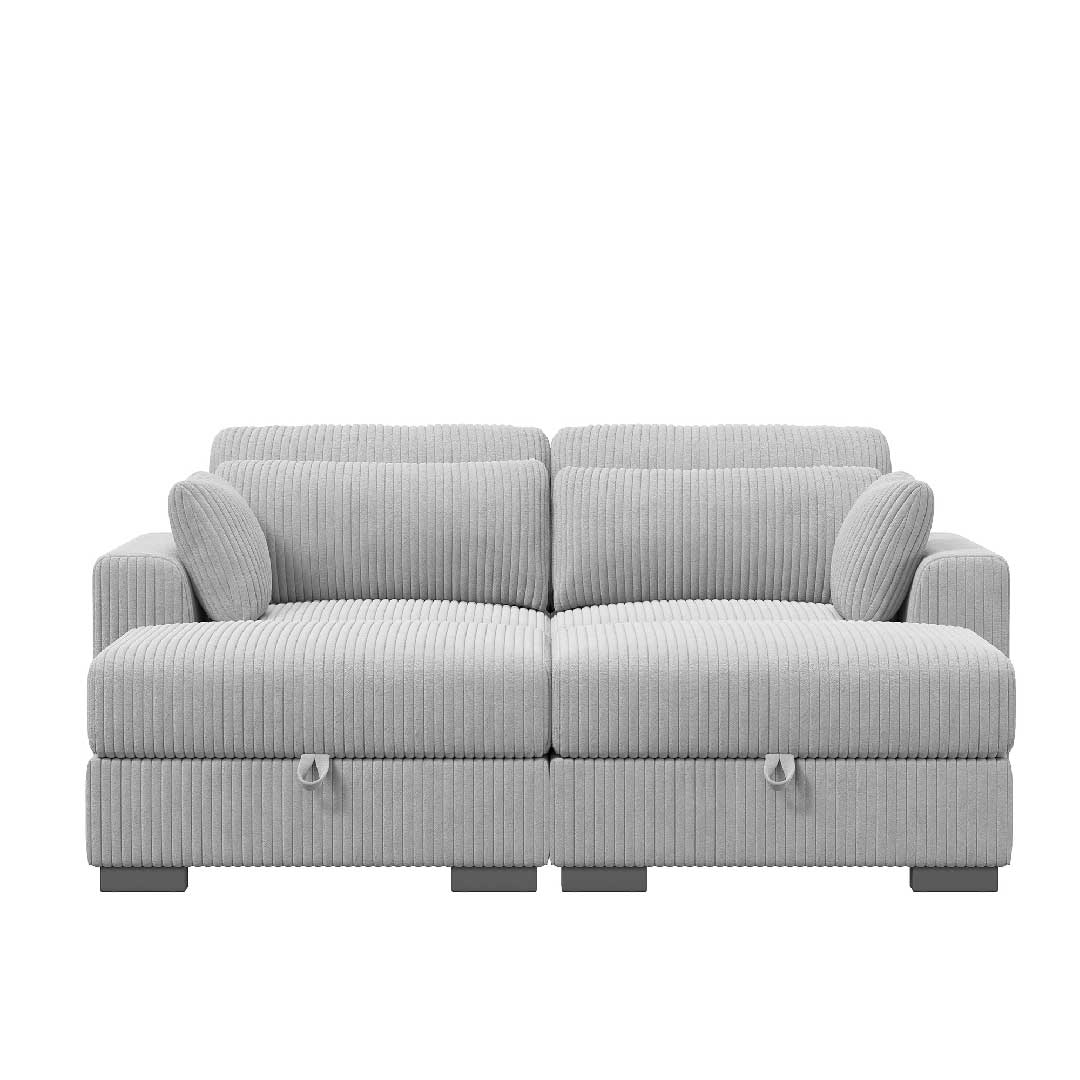 Modulares Cord Sofa in Grau – modernes Wohnsofa mit klarer Linienführung