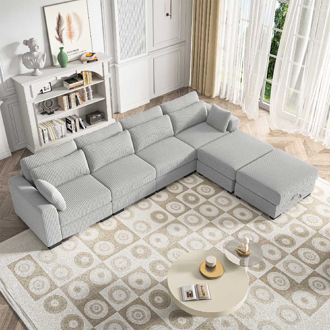 Modulares Sofa von oben – flexible Anordnung der Sitzmodule