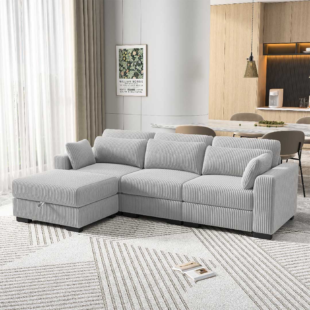 Großes modulares Sofa – Cord Wohnlandschaft für Familien und Gäste