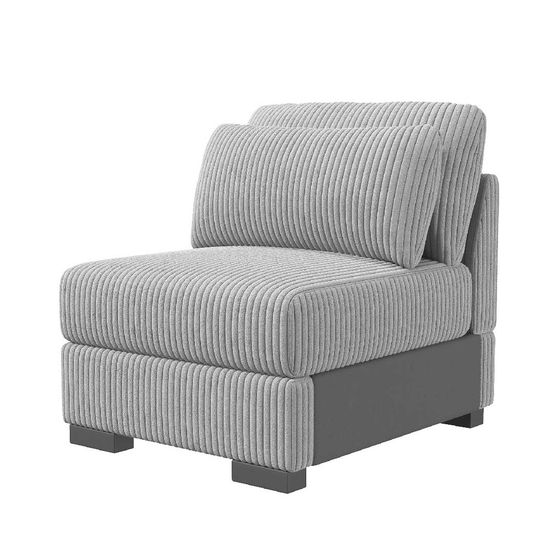 Graues Cord-Sofa Modul mit weicher Polsterung und stabiler Basis