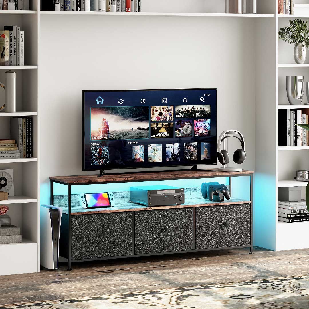 Kompakter TV-Schrank 108 cm von Yelenaro mit LED-Beleuchtung – ideal für kleine Wohnzimmer und Apartments