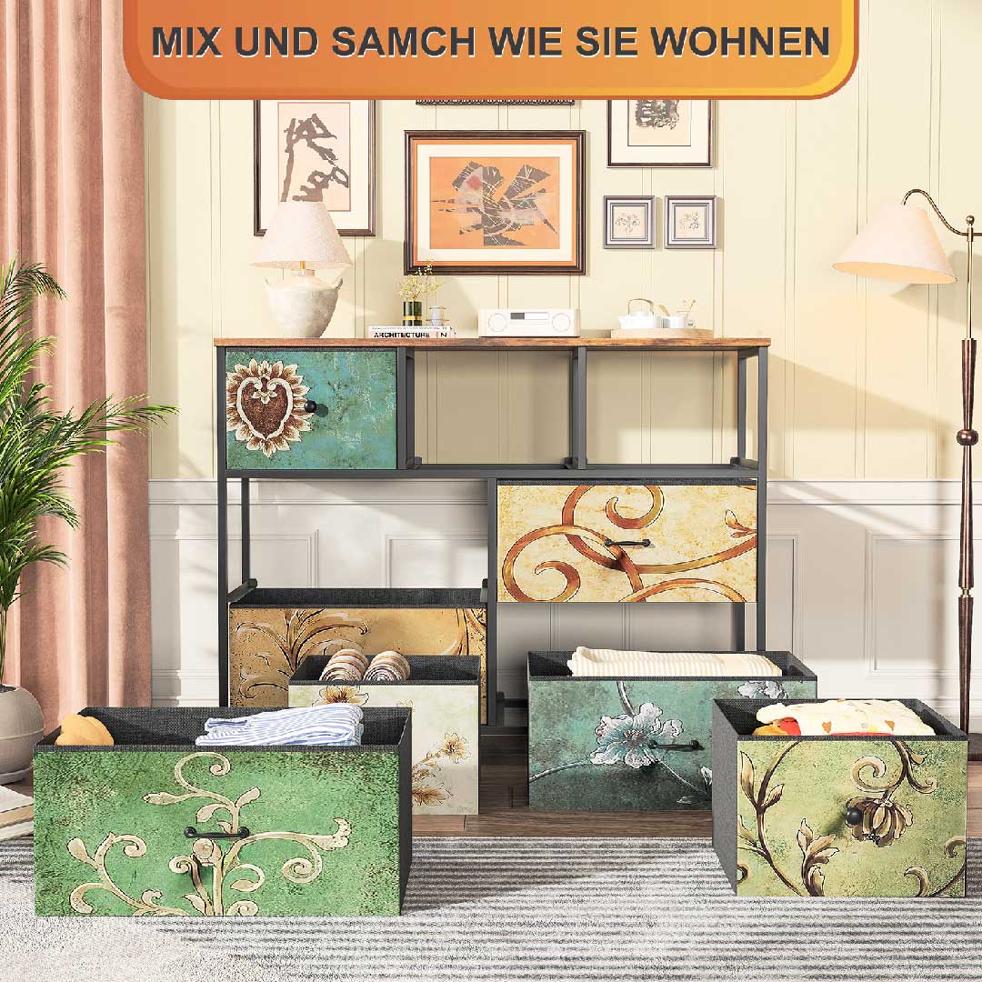 Yelenaro Luminarix Kommode 7 Schubladen, Boho Vintage Sideboard