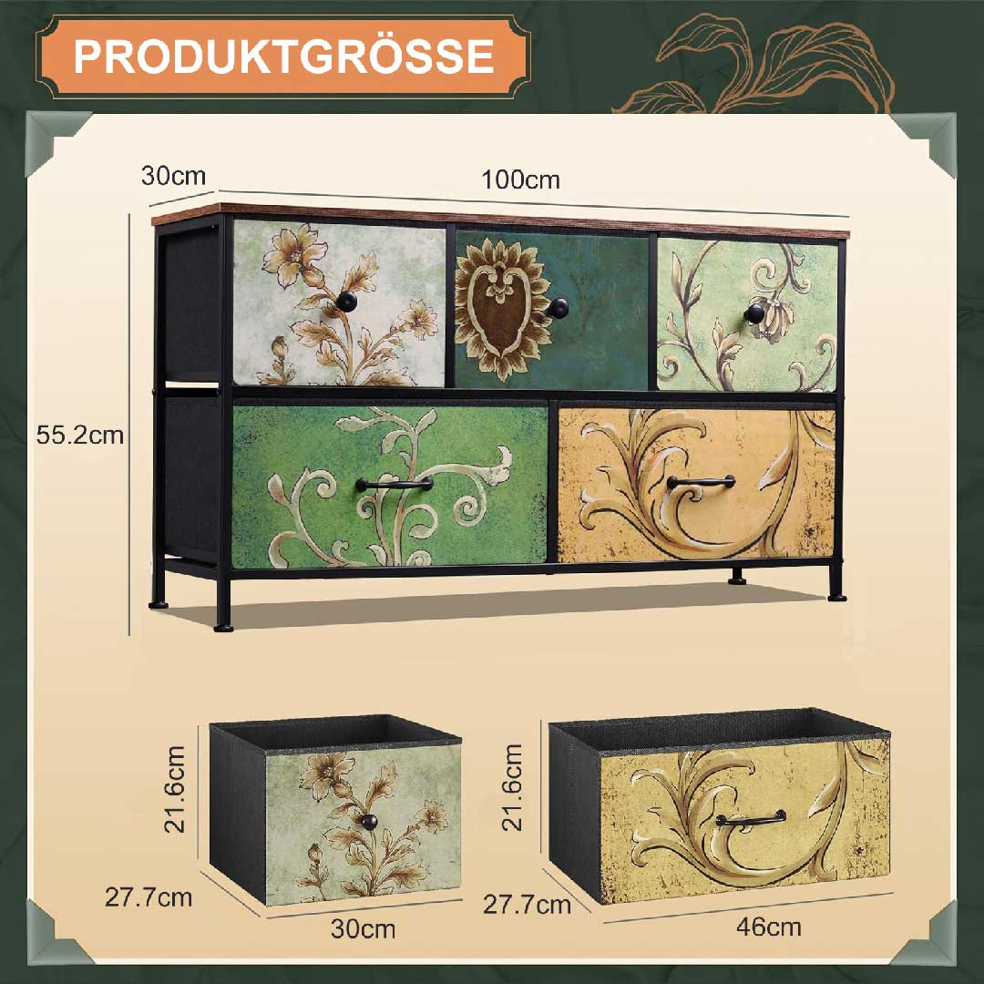 Yelenaro Luminarix Kommode 5 Schubladen, Boho Vintage Sideboard