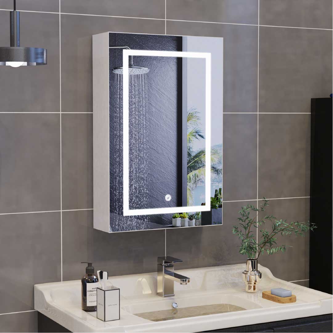 Yekenaro LED-spegelskåp 70x50 cm med touch och förvaring