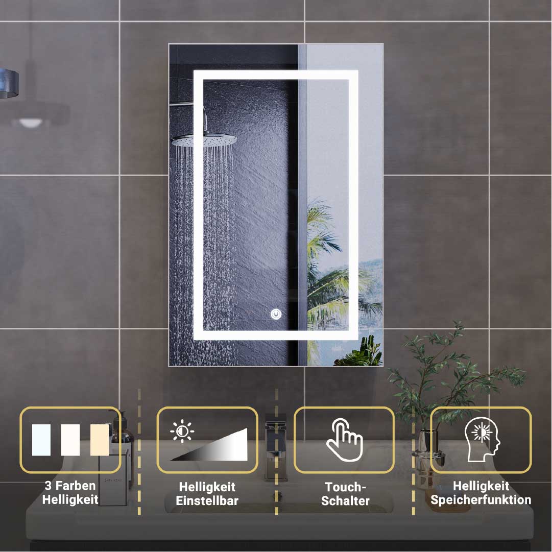 Yekenaro LED-spegelskåp 70x50 cm med touch och förvaring