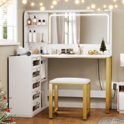 Yelenaro L-Schminktisch mit LED-Spiegel & Hocker