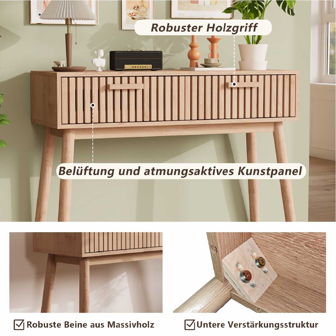 Yelenaro konsolbord 100 cm med 2 lådor – hallbord i träimitation