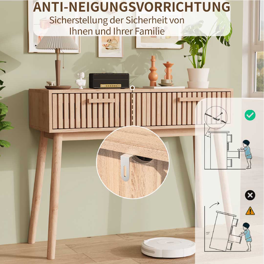Yelenaro konsolbord 100 cm med 2 lådor – hallbord i träimitation