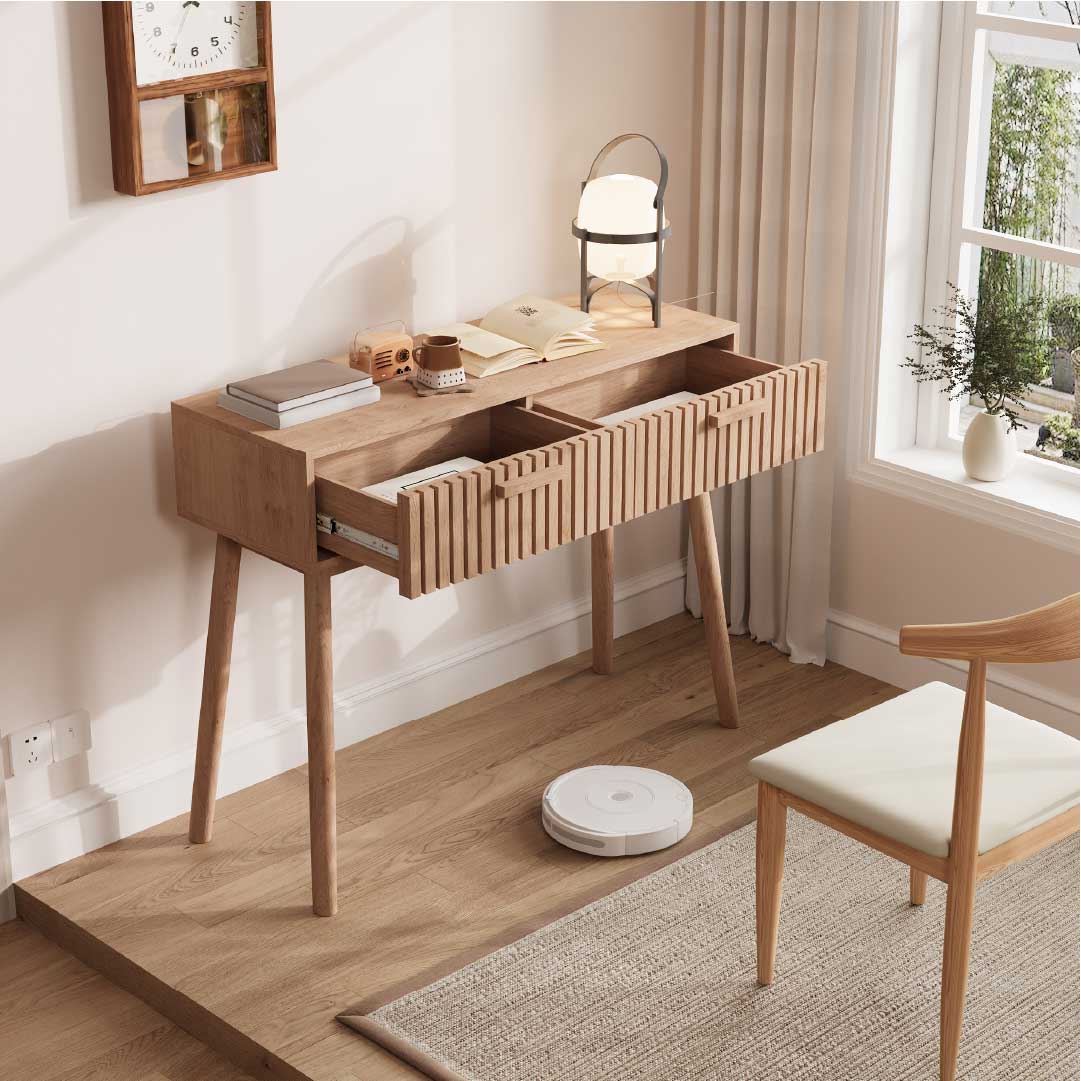 Yelenaro konsolbord 100 cm med 2 lådor – hallbord i träimitation