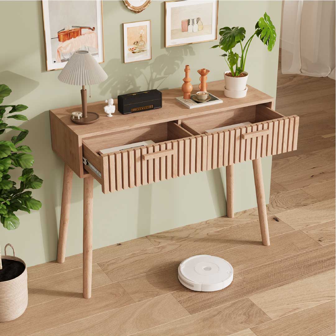 Yelenaro konsolbord 100 cm med 2 lådor – hallbord i träimitation