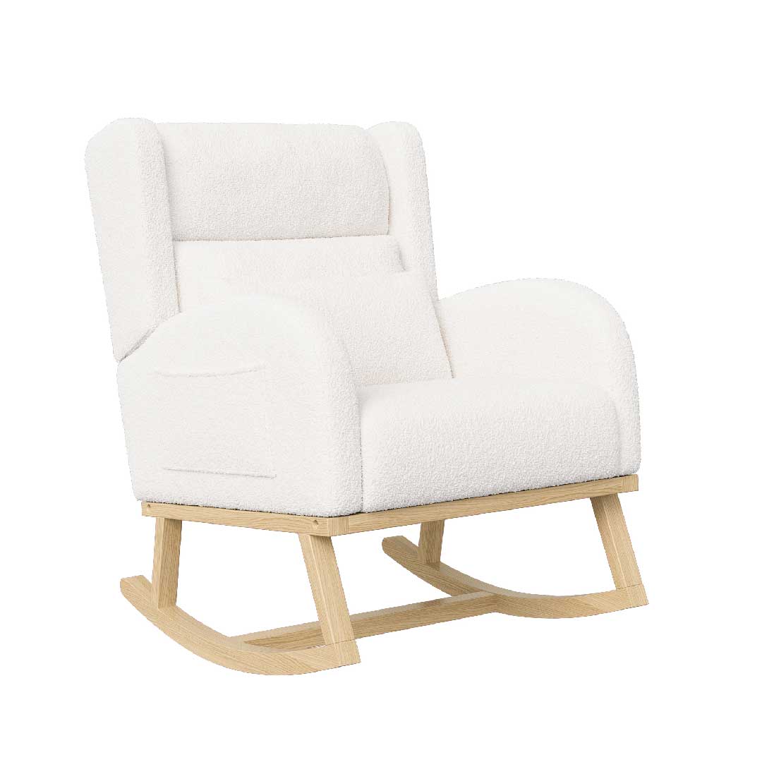 Yelenaro Schaukelstuhl mit Kissen – Teddy Relaxsessel aus Holz & Samt und ergonomisch