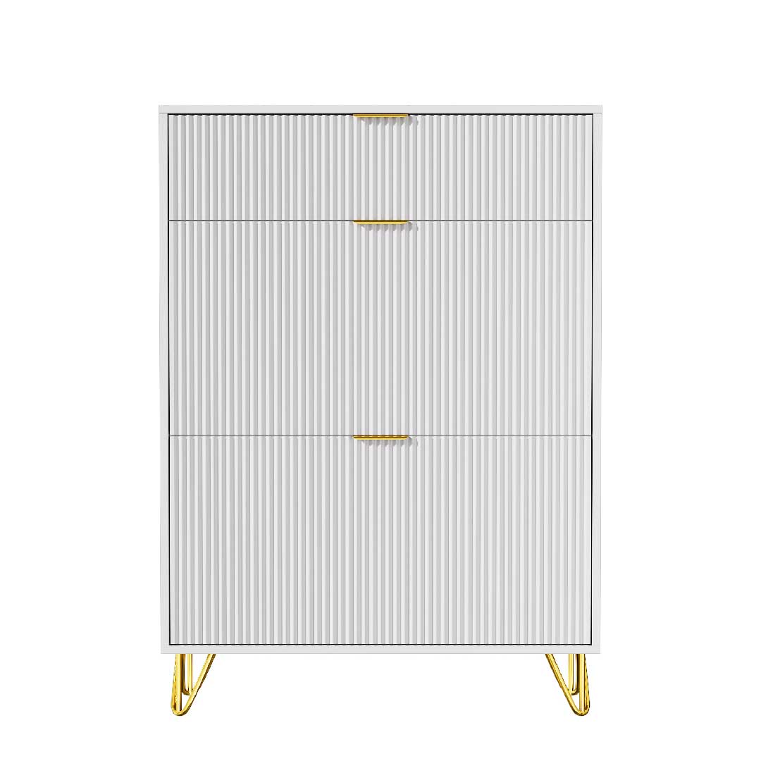 Yelenaro Schuhschrank Weiß 80 × 24 × 118,5 cm – Schuhkipper mit 2 Klappen und Ablagefach