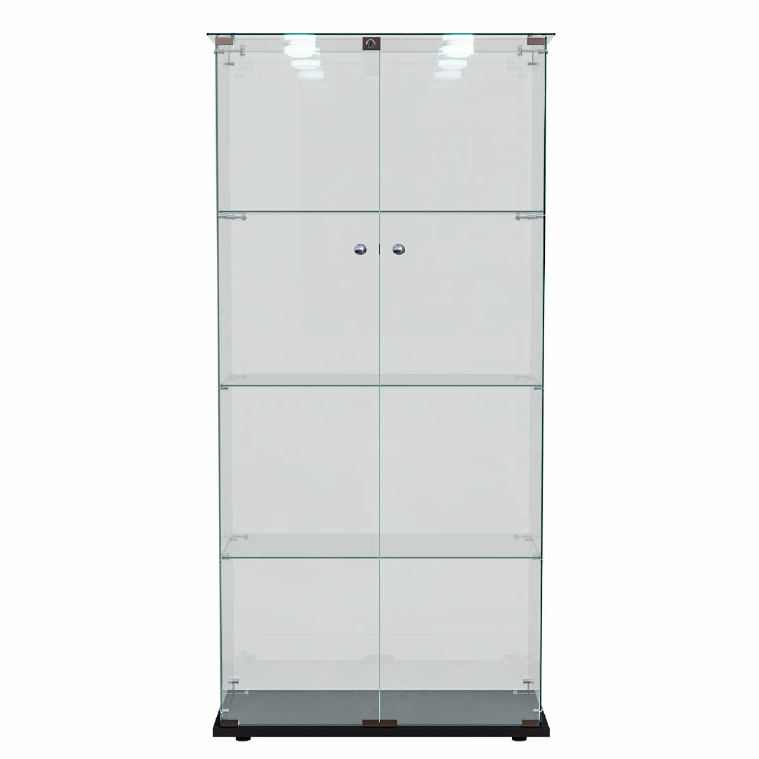 Yelenaro Glasskåp 163×80×35 cm – LED Samlarskåp i glas med dörrar & lås
