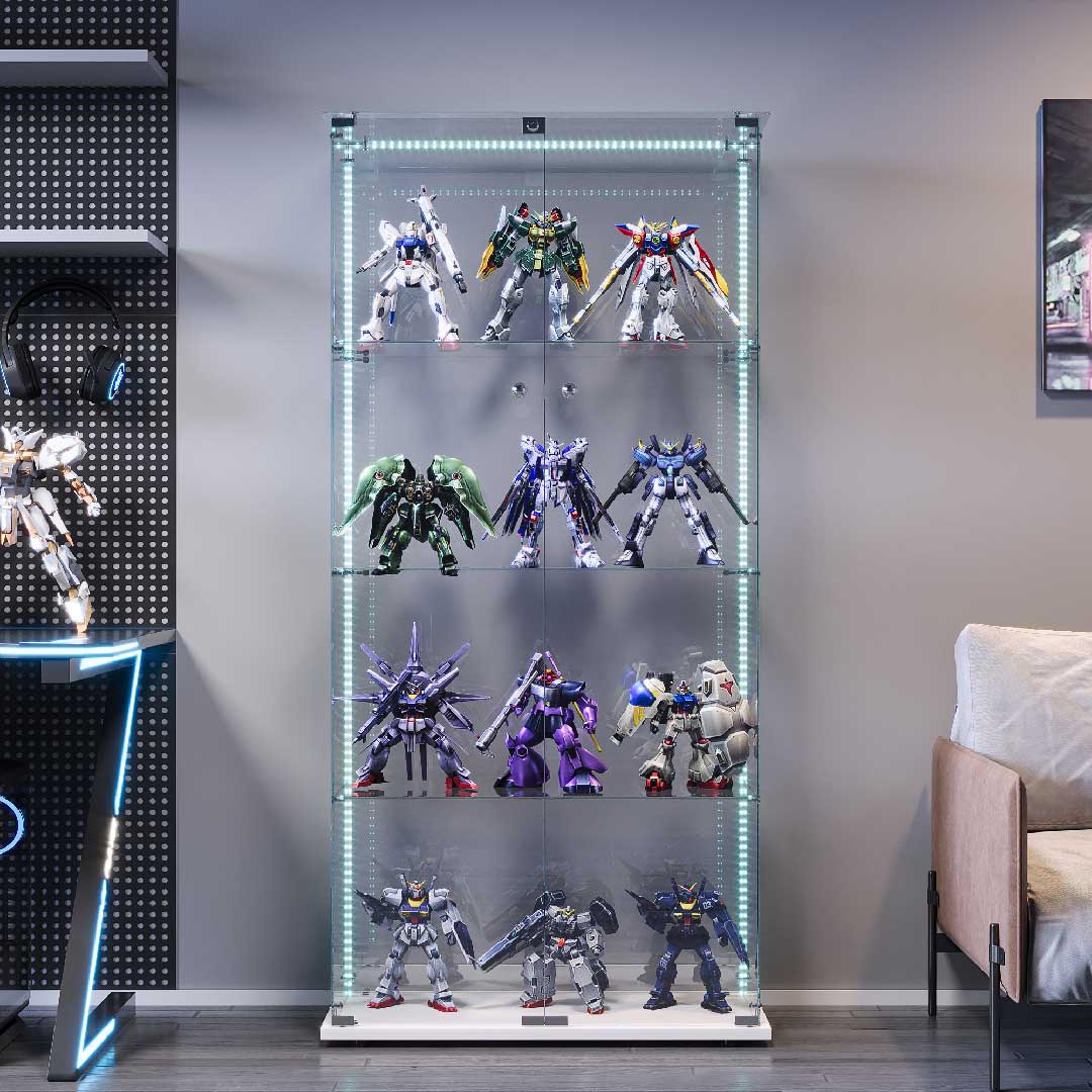 Yelenaro Glasskåp 163×80×35 cm – LED Samlarskåp i glas med dörrar & lås