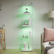 Yelenaro Glasvitrin med LED – Vitrinskåp 163 cm, 4 hyllplan, med lås