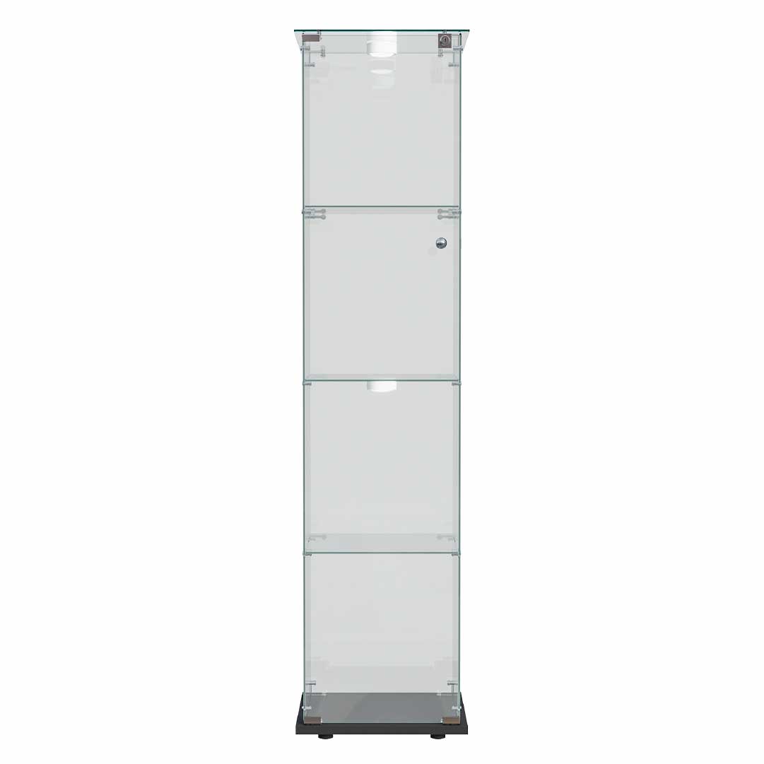 Yelenaro Glasvitrin med LED – Vitrinskåp 163 cm, 4 hyllplan, med lås