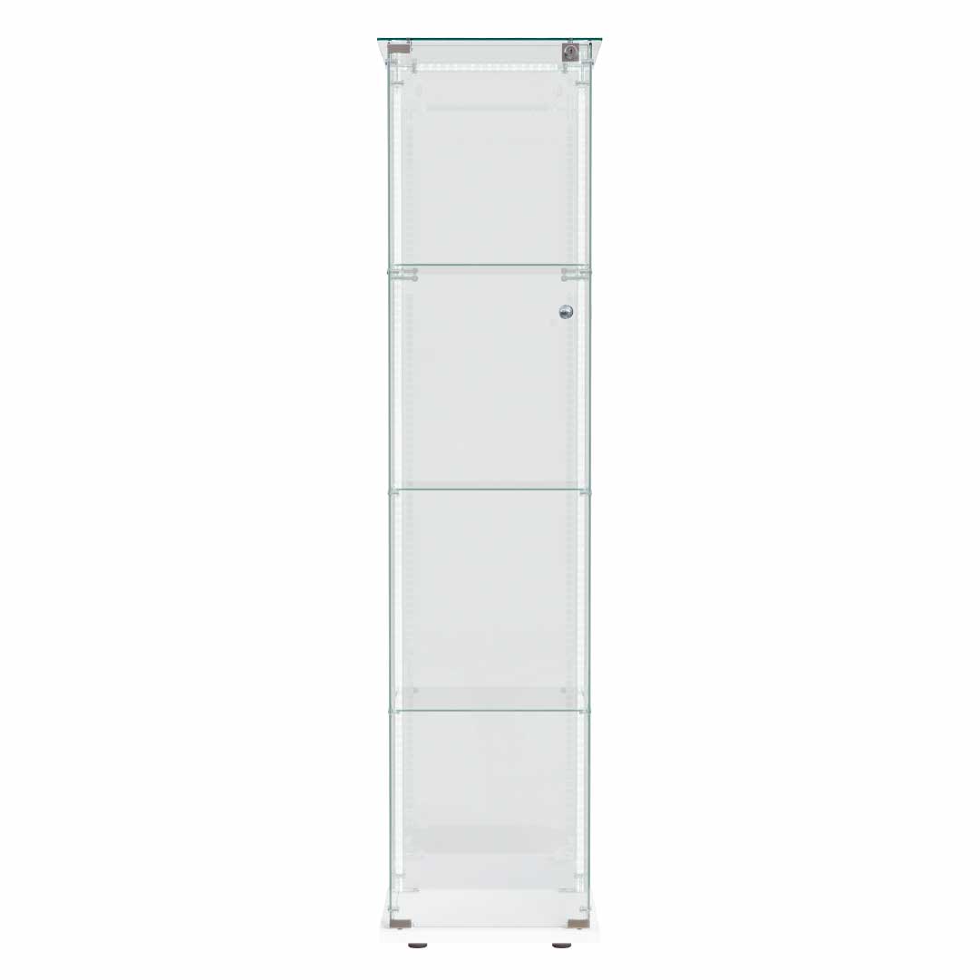 Yelenaro Glasvitrin med LED – Vitrinskåp 163 cm, 4 hyllplan, med lås