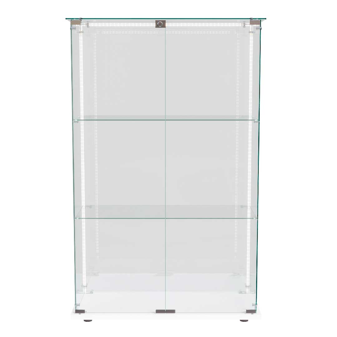 Yelenaro Glasvitrine mit LED aus ESG-Sicherheitsglas, freistehend, transparent