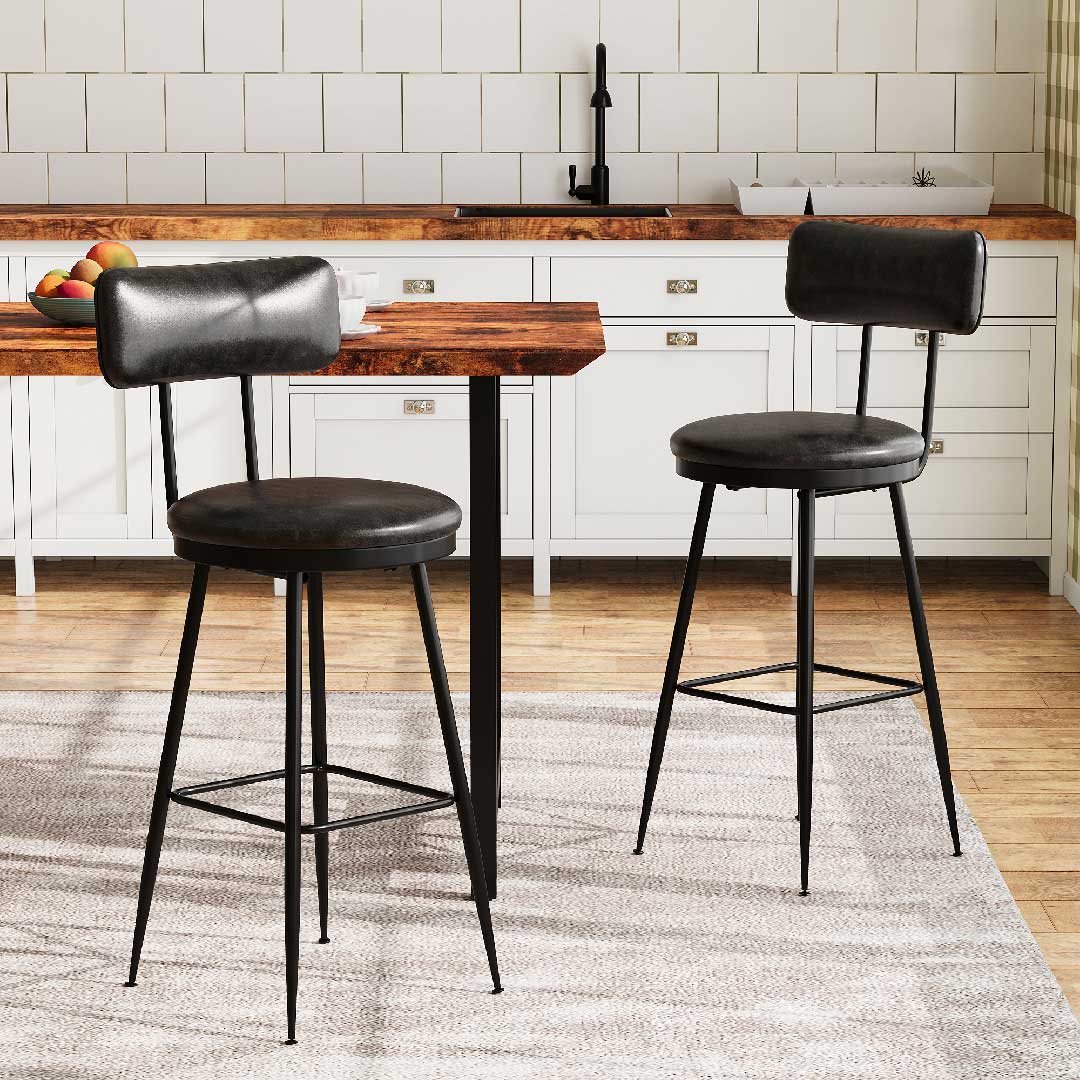 Barhocker mit Lehne im Alltagseinsatz – Yelenaro 2er Set aus PU-Leder, 65 cm Sitzhöhe, komfortabel und sofort einsatzbereit