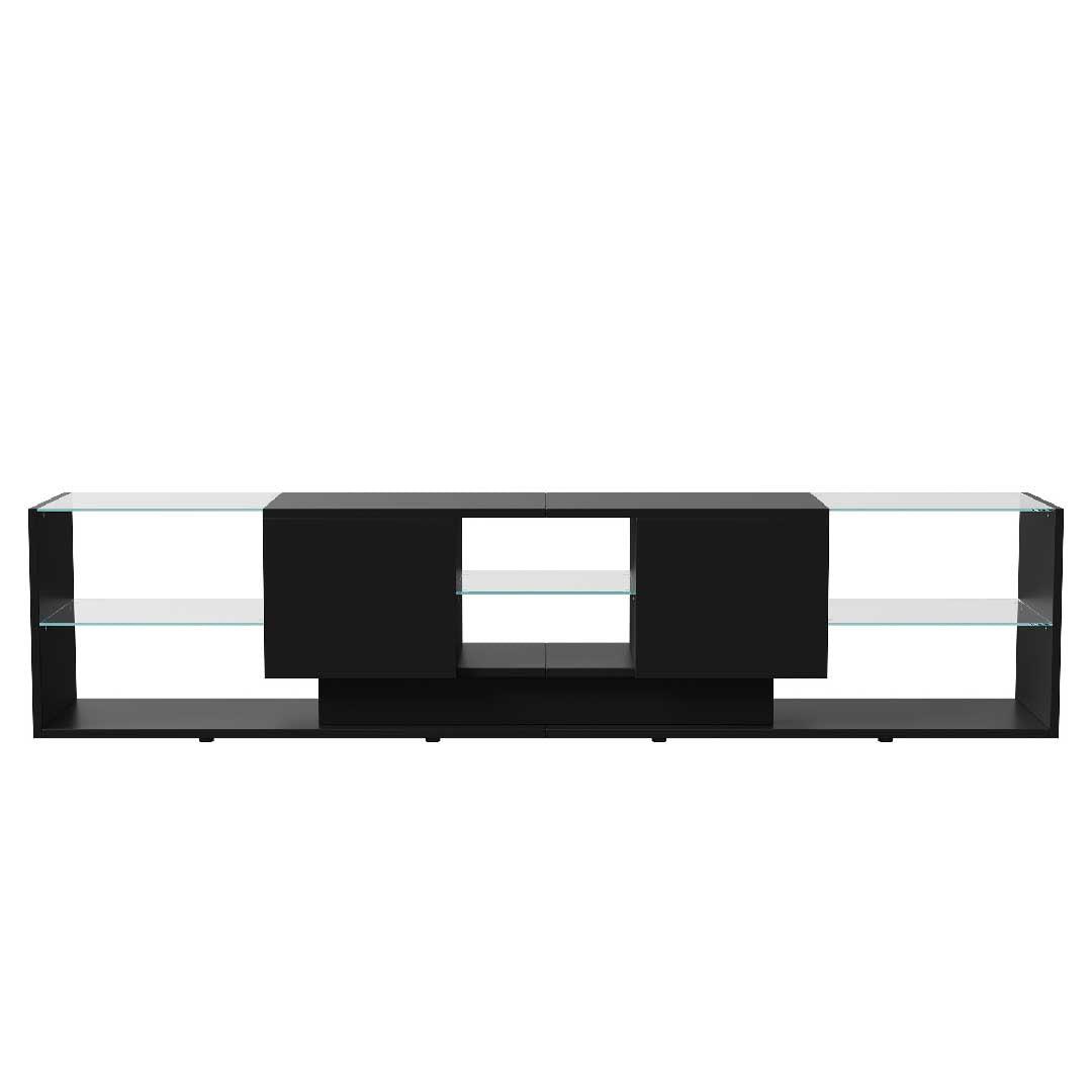 Yelenaro LED TV Lowboard 200 cm – Modernes TV-Möbel mit Glasregalen & RGB-Beleuchtung