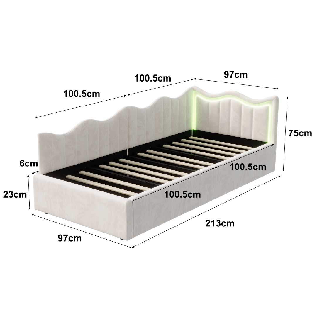 Yelenaro Kontinentalsäng 90x200 med LED & Sänglåda – Förvaringssäng med Ribbotten
