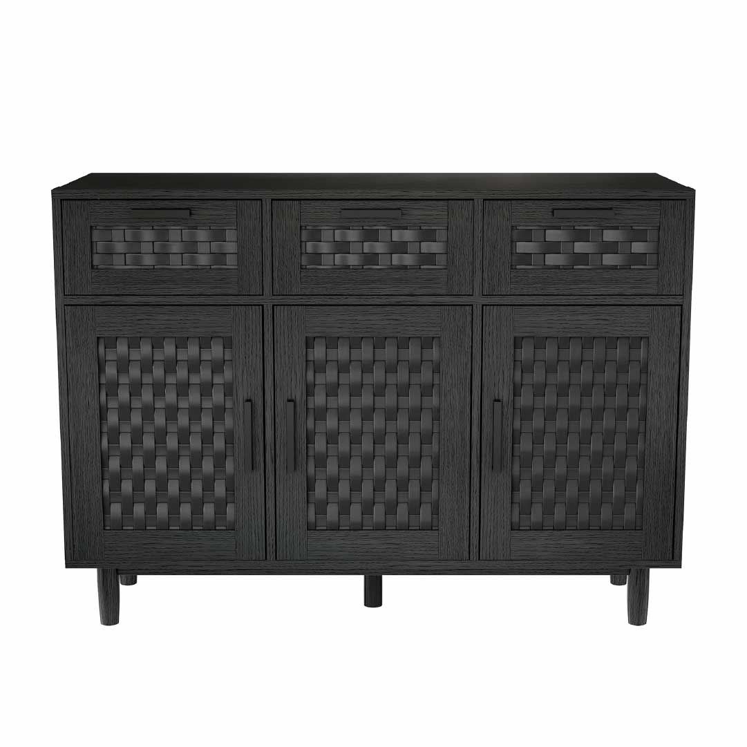 Yelenaro rotting sideboard med 3 lådor och dörrar – träskänk med förvaring