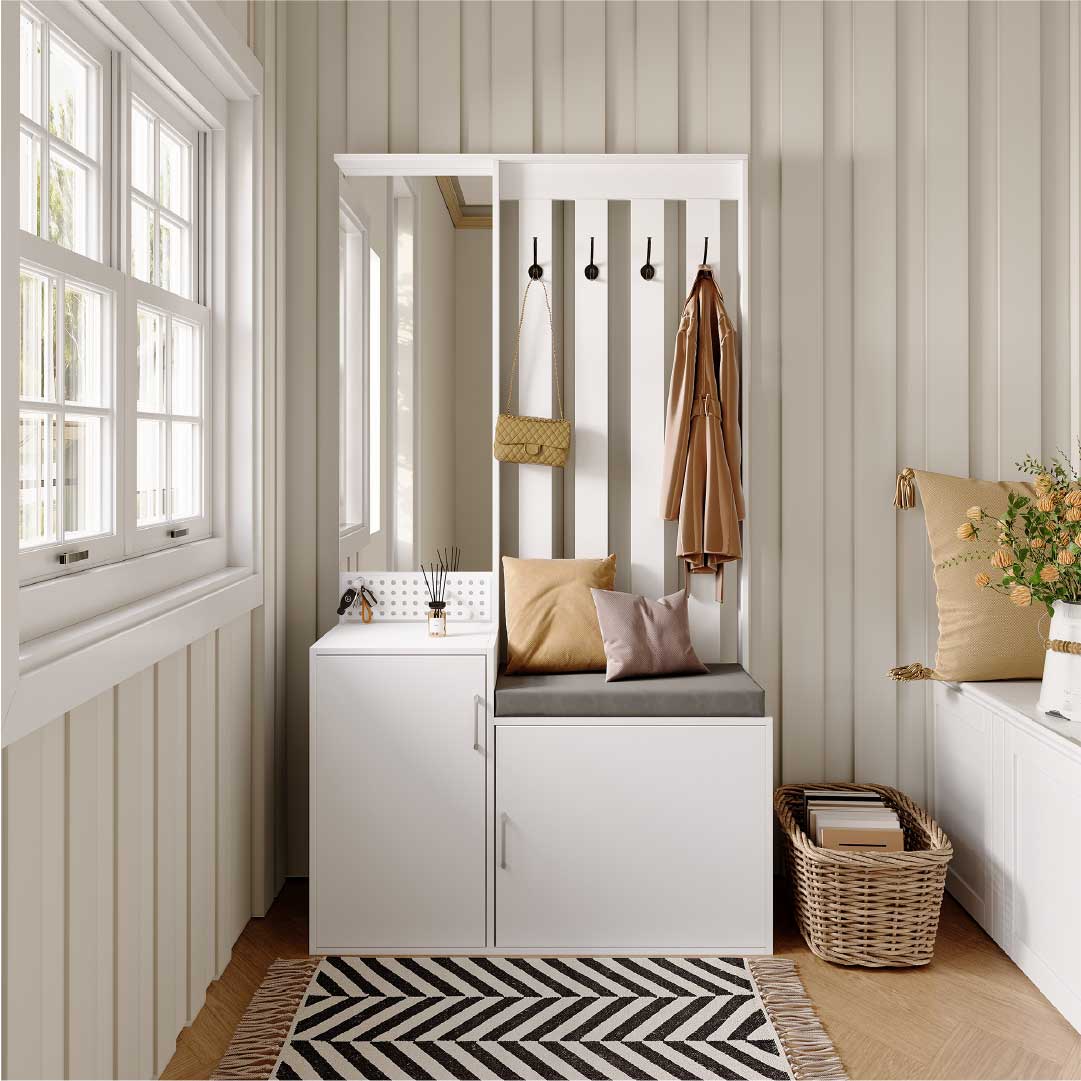 Yelenaro Modern hallmöbel med bänk och spegel – 100x40x180 cm
