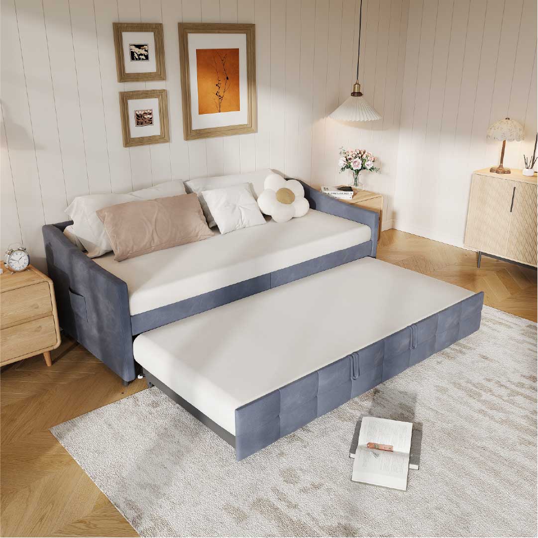 Yelenaro bäddsoffa utdragbar med ribbotten – 2-i-1 bäddsoffa 90×200