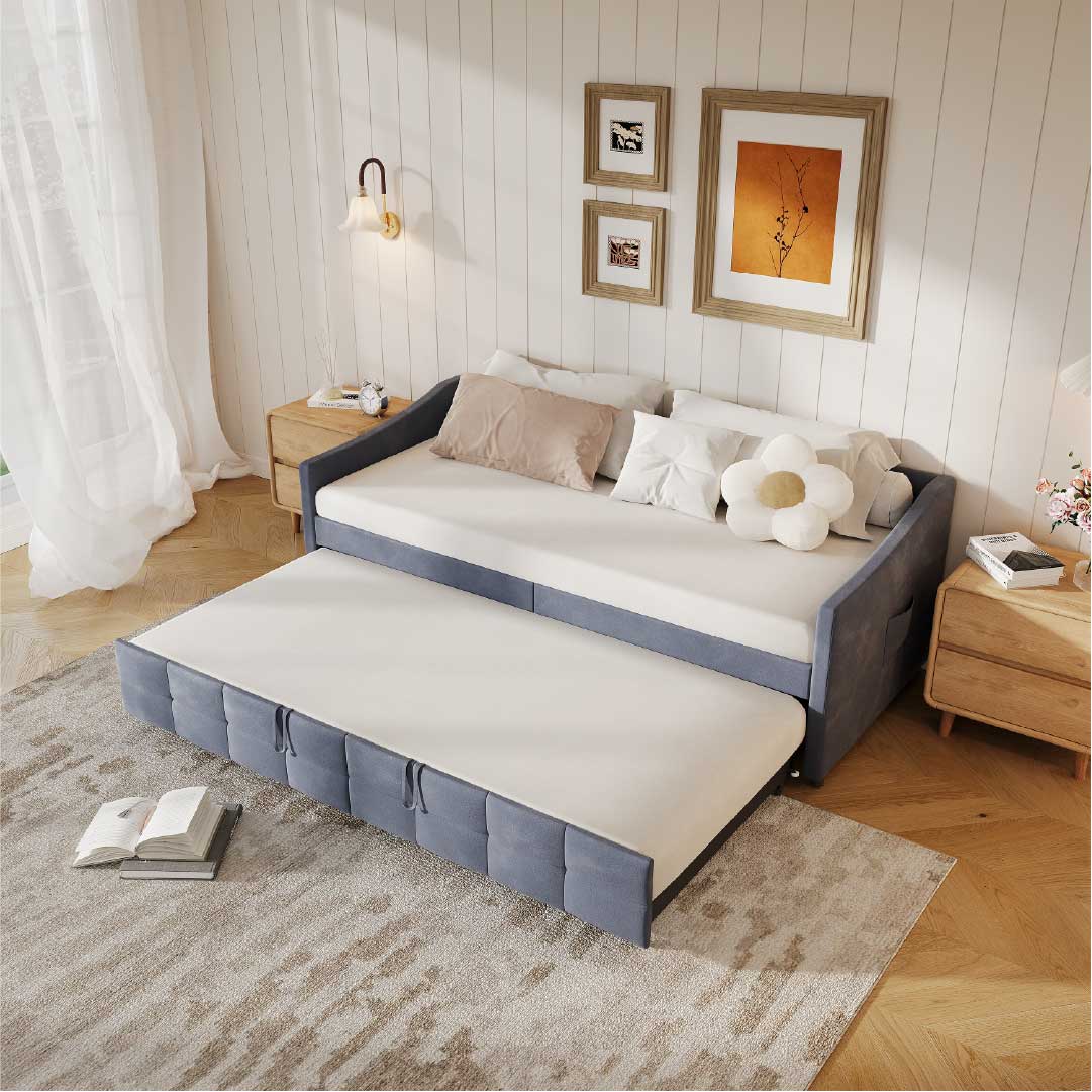 Yelenaro bäddsoffa utdragbar med ribbotten – 2-i-1 bäddsoffa 90×200