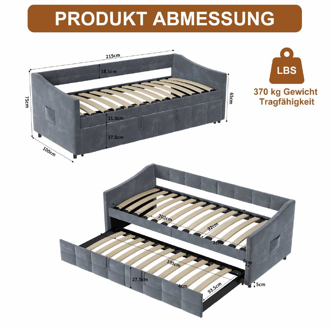 Yelenaro bäddsoffa utdragbar med ribbotten – 2-i-1 bäddsoffa 90×200