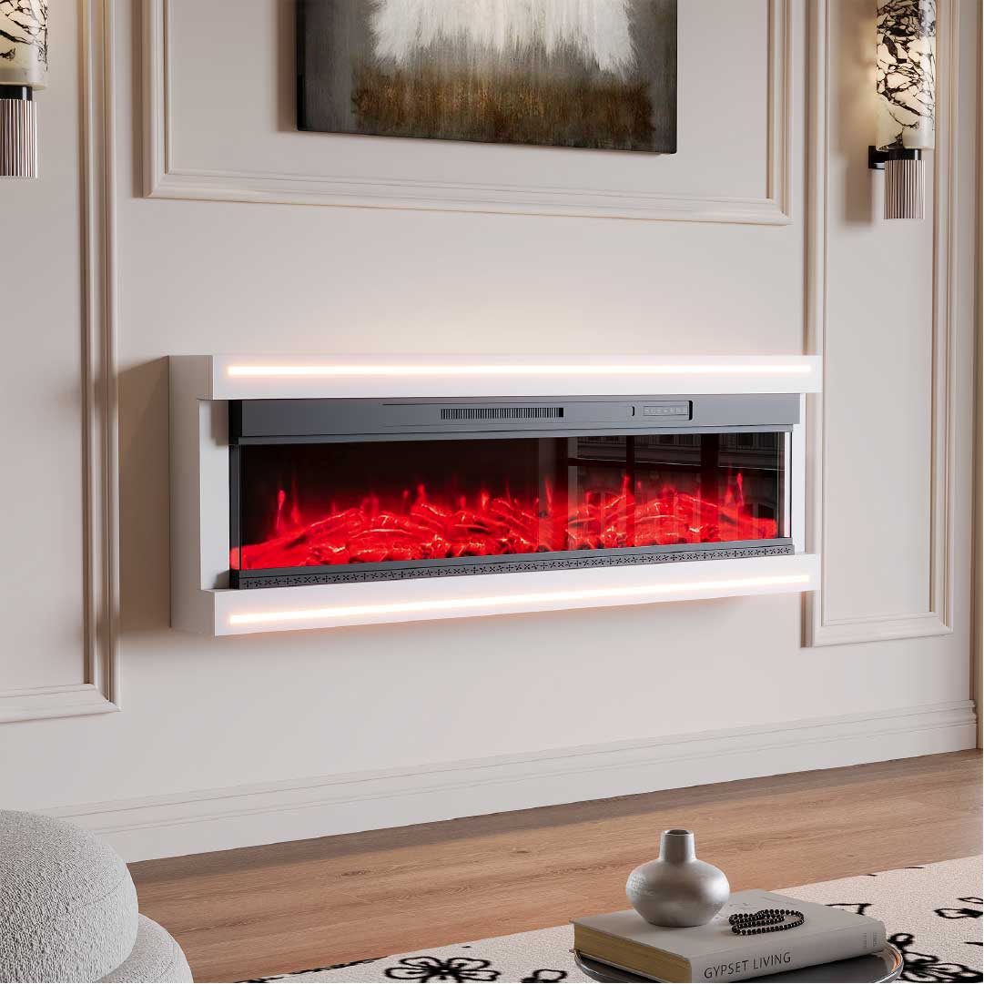 Yelenaro Elektrisk LED inbyggd kamin 50 / 60 tum med värme