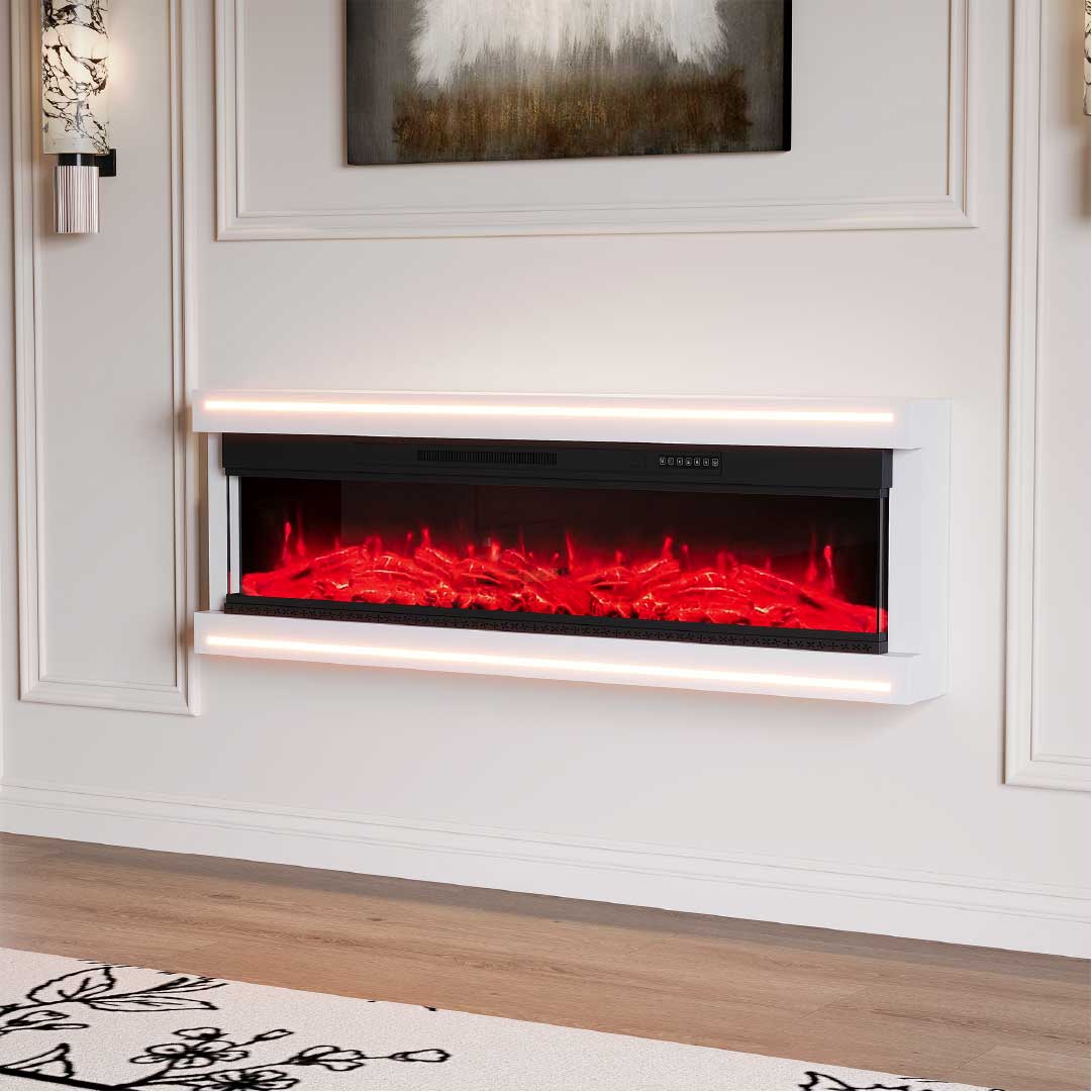 Yelenaro Elektrisk LED inbyggd kamin 50 / 60 tum med värme