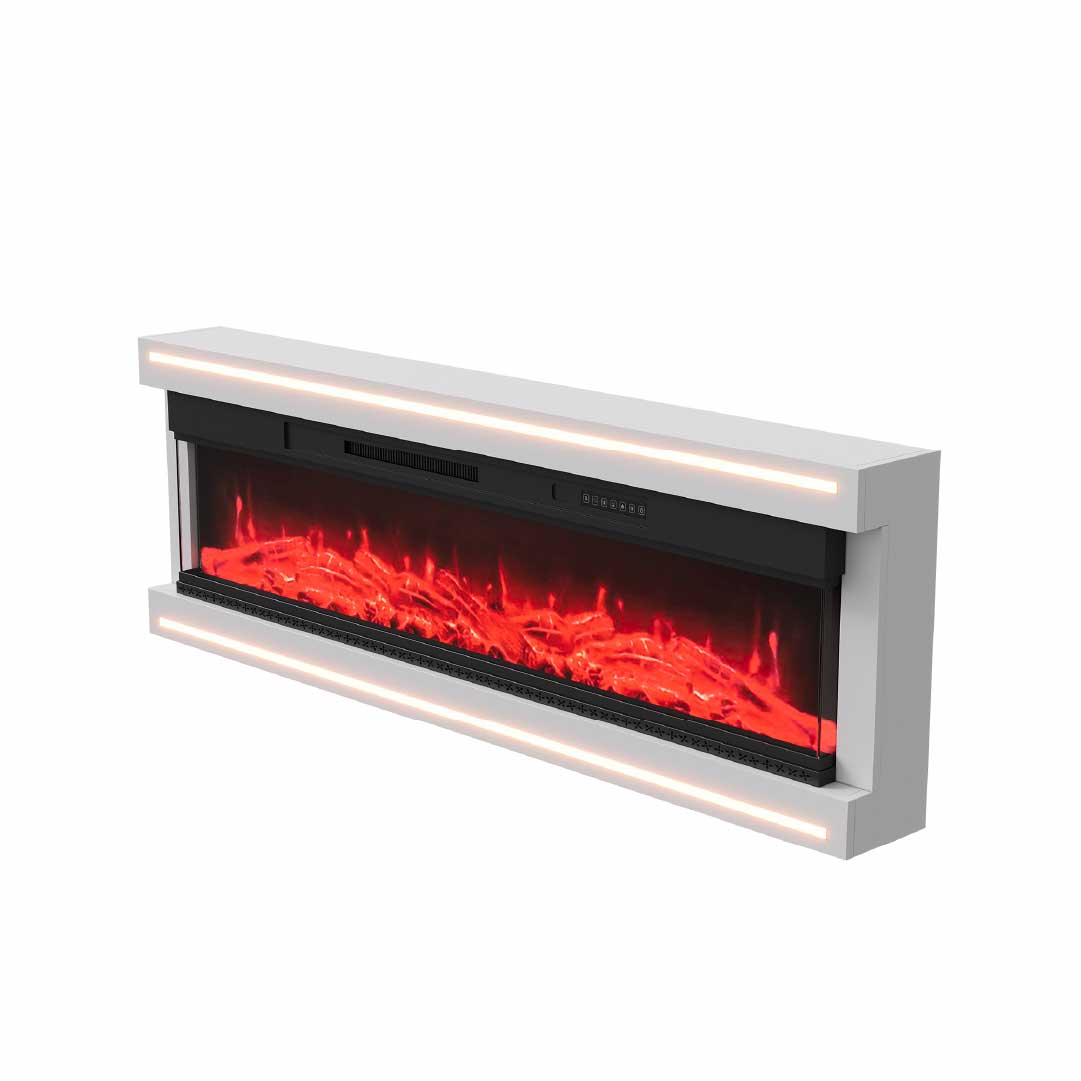 Yelenaro Elektrisk LED inbyggd kamin 50 / 60 tum med värme