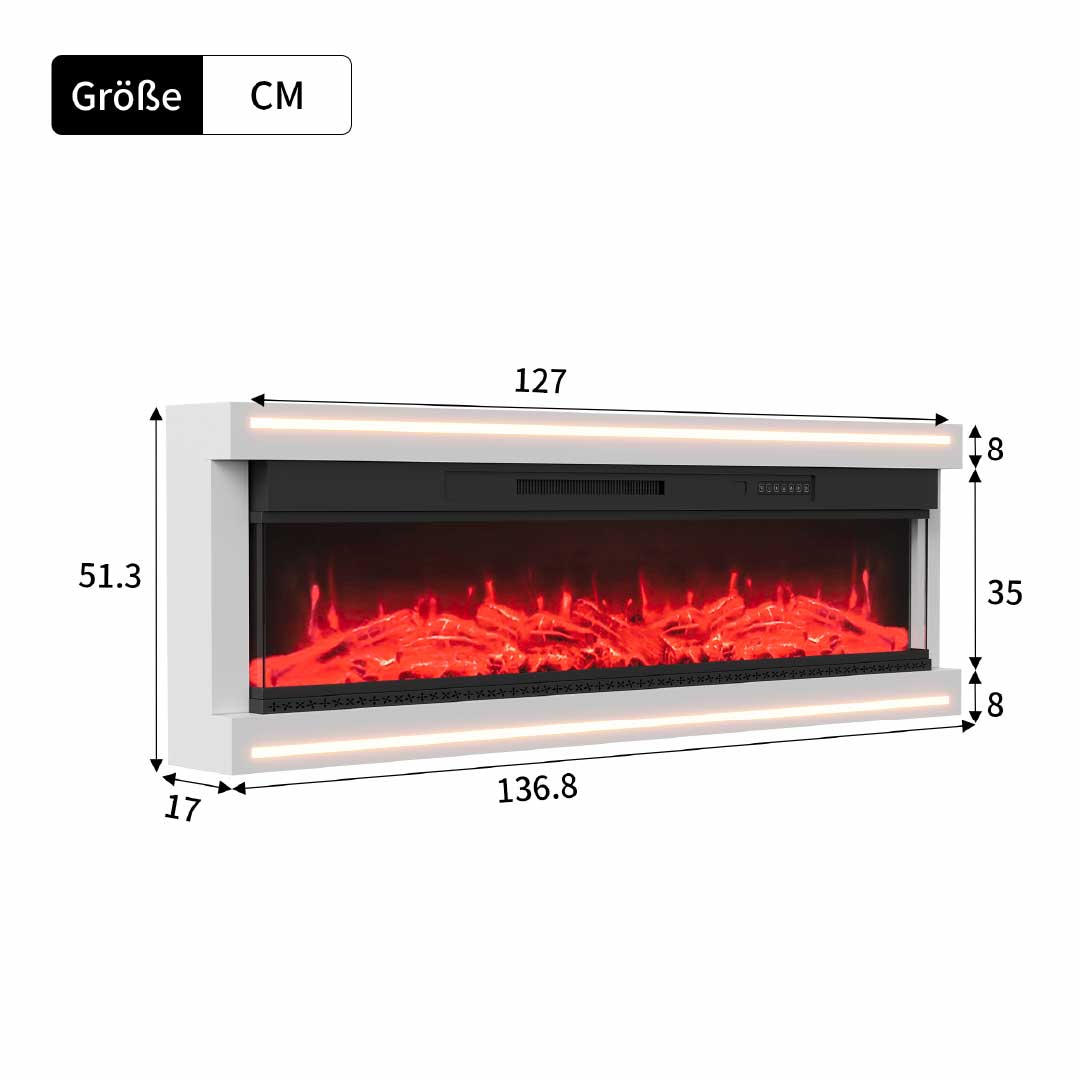 Yelenaro Elektrisk LED inbyggd kamin 50 / 60 tum med värme