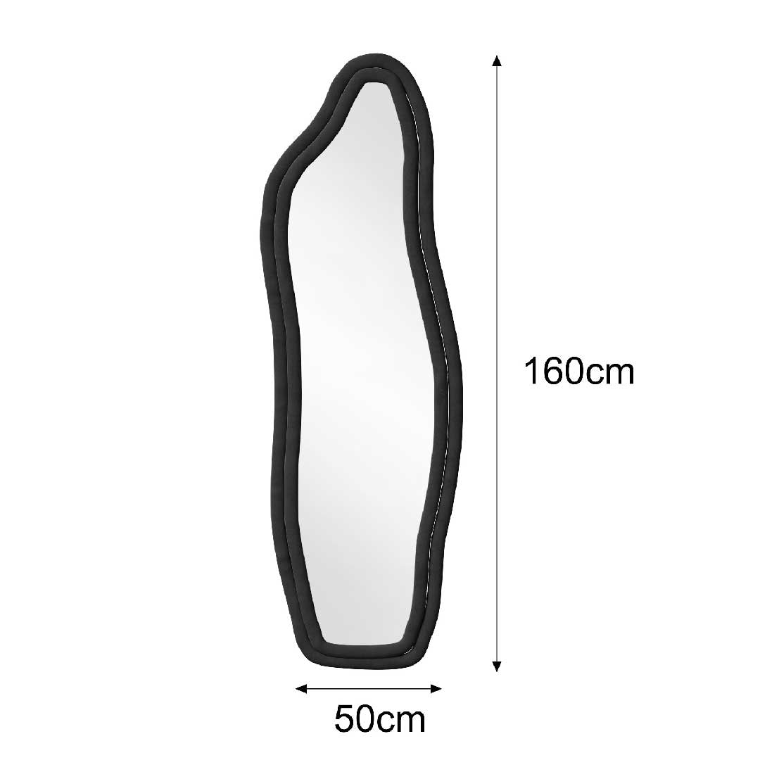 Yelenaro oregelbunden helkroppsspegel med sammetsram – säkerhetsglas, vägg- och golvspegel
