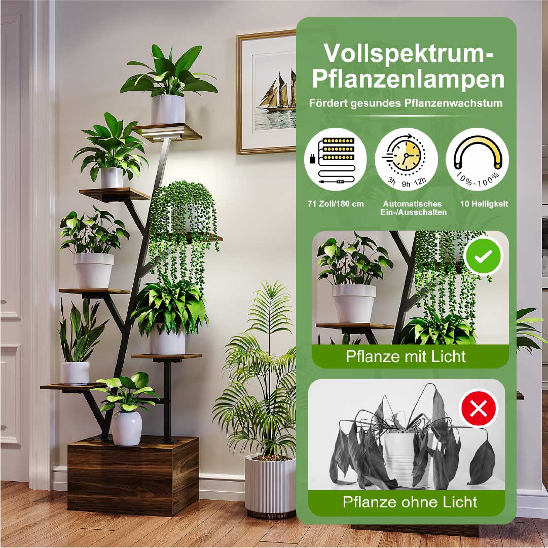Yelenaro 6-vånings växtställ med fullspektrum LED, timer och förvaring – 2-pack