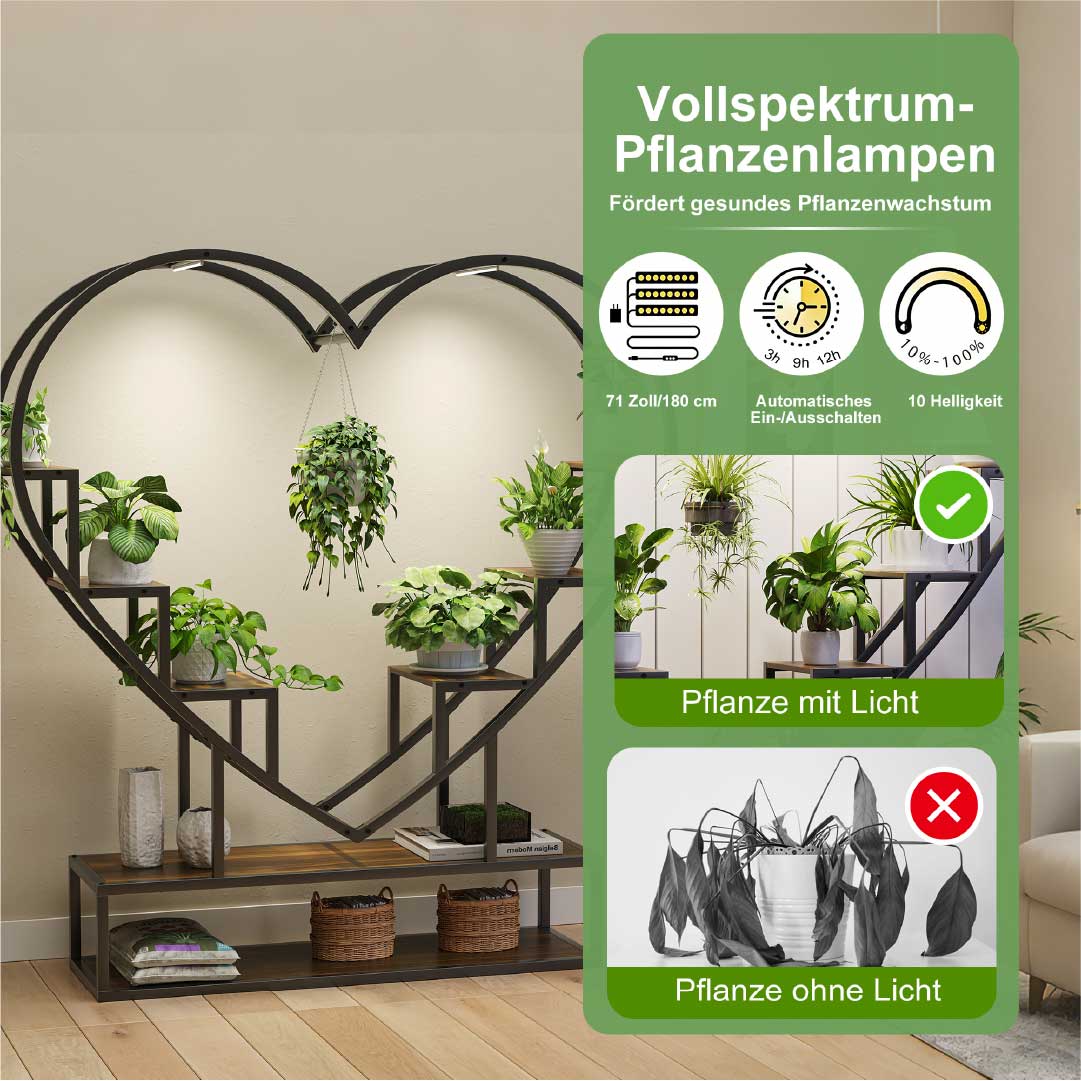 Yelenaro Hjärtformad växtställning med fullspektrum-växtlampa & förvaring