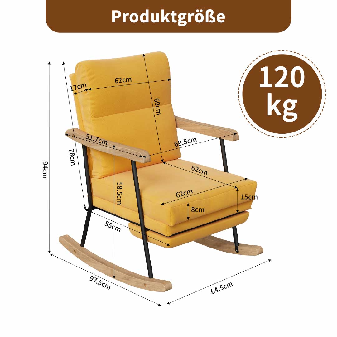 Yelenaro gungstol med fotstöd och armstöd i massivt trä