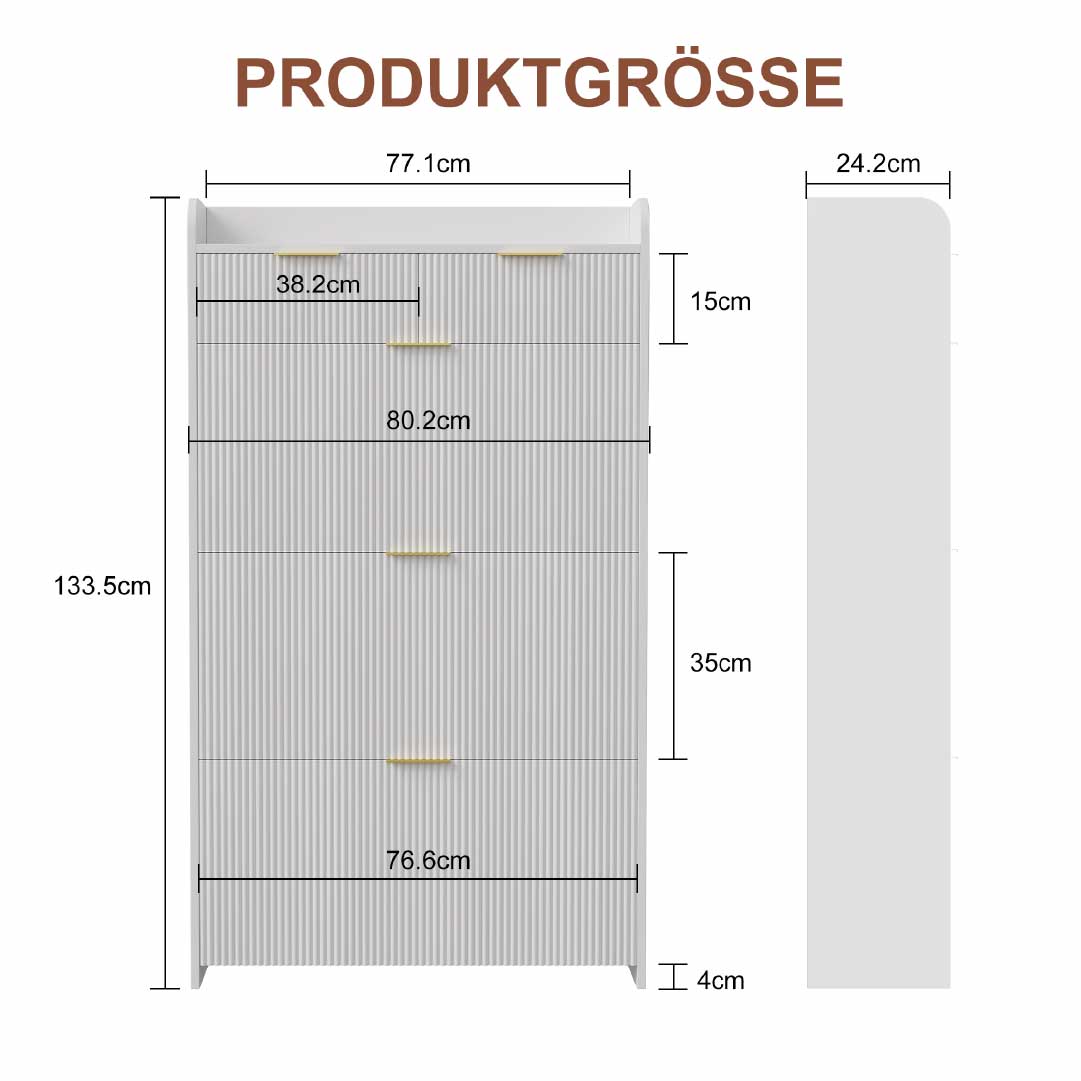 Yelenaro Skoskåp med 3 klaffar & 2 lådor – 77x24x133 cm