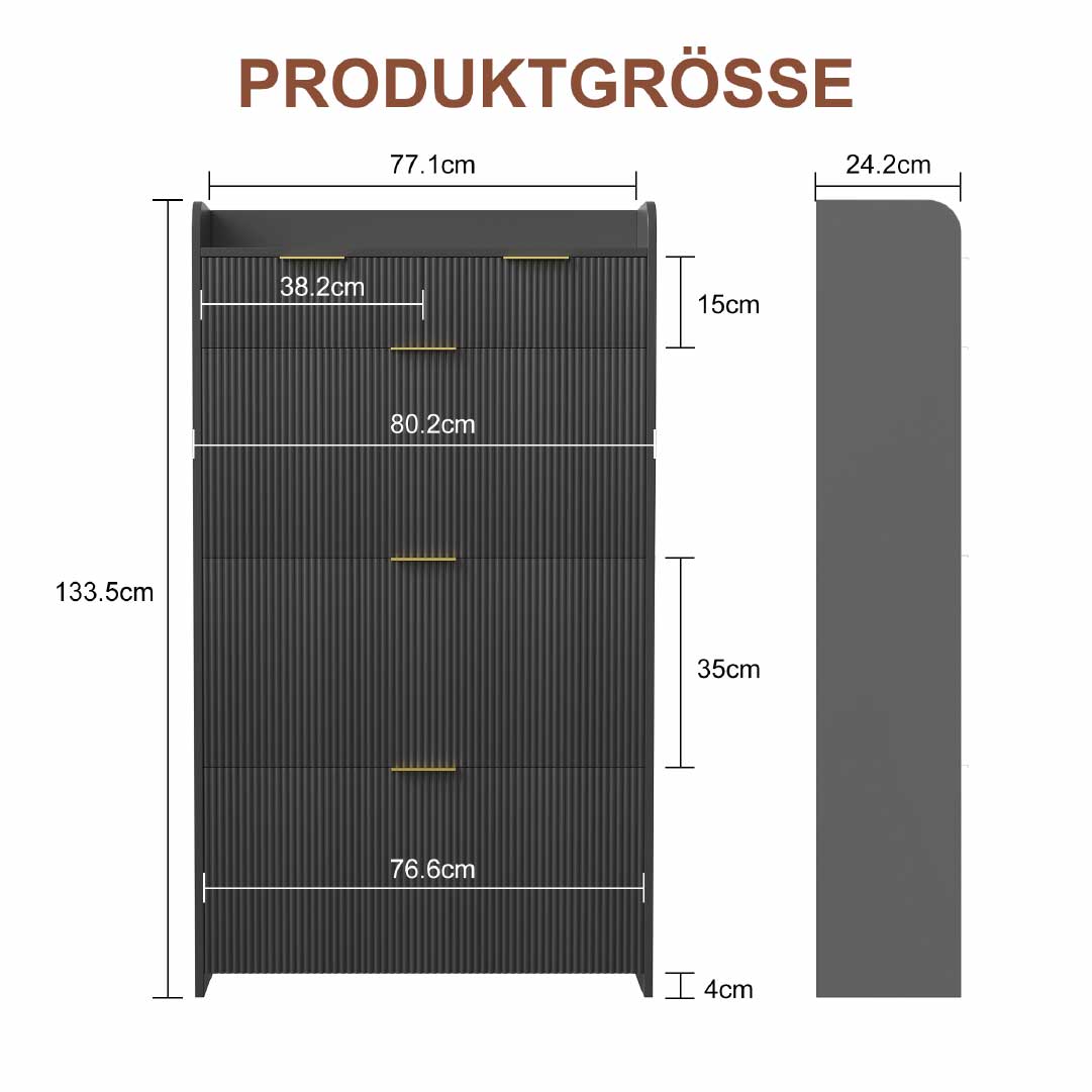 Yelenaro Skoskåp med 3 klaffar & 2 lådor – 77x24x133 cm