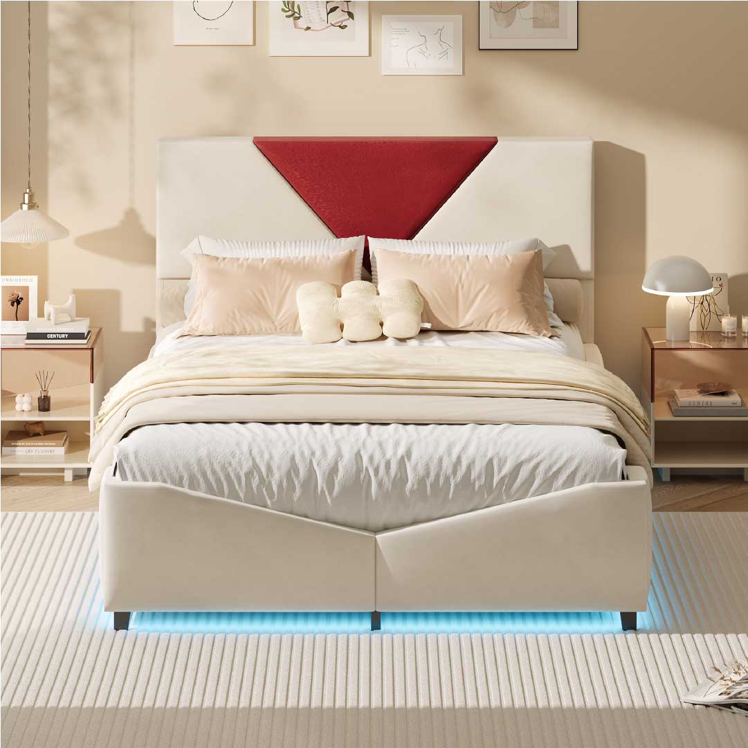 Yelenaro LED-kontinentalsäng med gastryck och förvaring 140/160x200